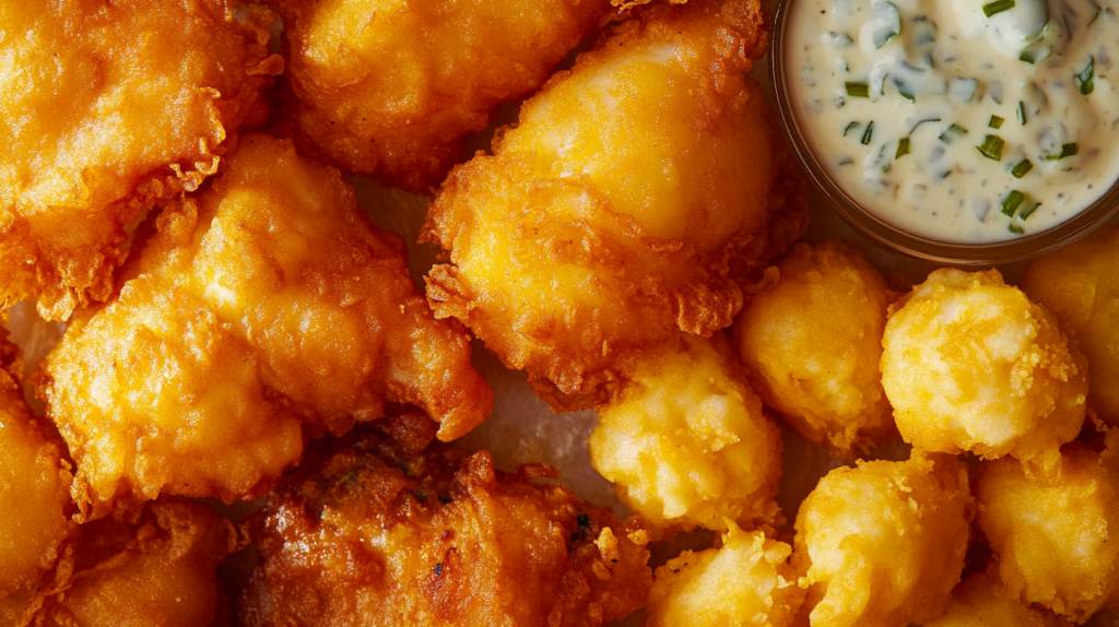 Long John Silver's crispy fried fish and chicken served with dipping sauces