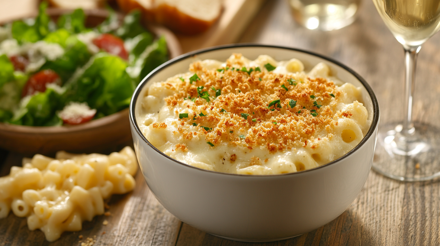 Ingredients for 3 cheese mac and cheese laid out.