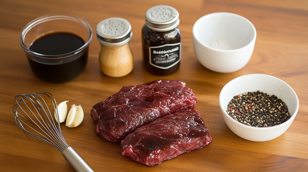 Ingredients for Black Diamond Steak marinade.